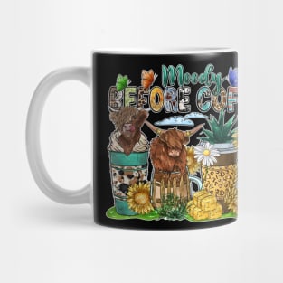 Funny Moody Before Coffee Quote Western Cow Cool Coffee Mug